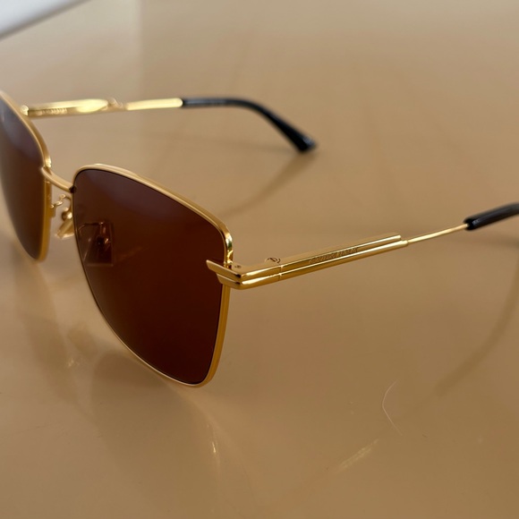Bottega Veneta Gold Frame Sunglasses with Brown Lenses - Picture 3 of 11